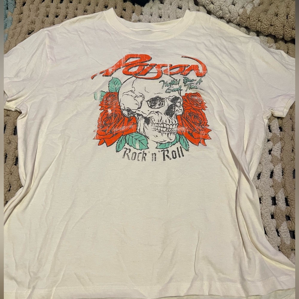 White and red Poison vintage band tee